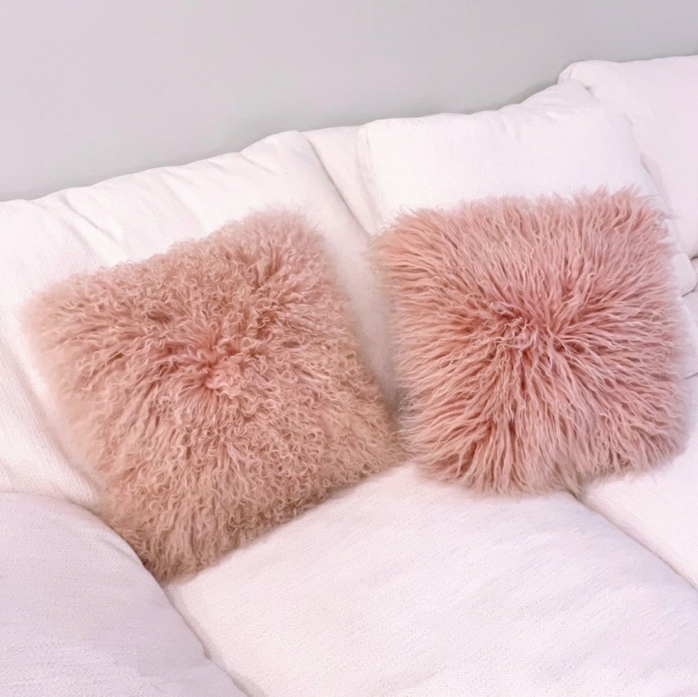 West Elm Mongolian Lamb Pillow Covers (x2)